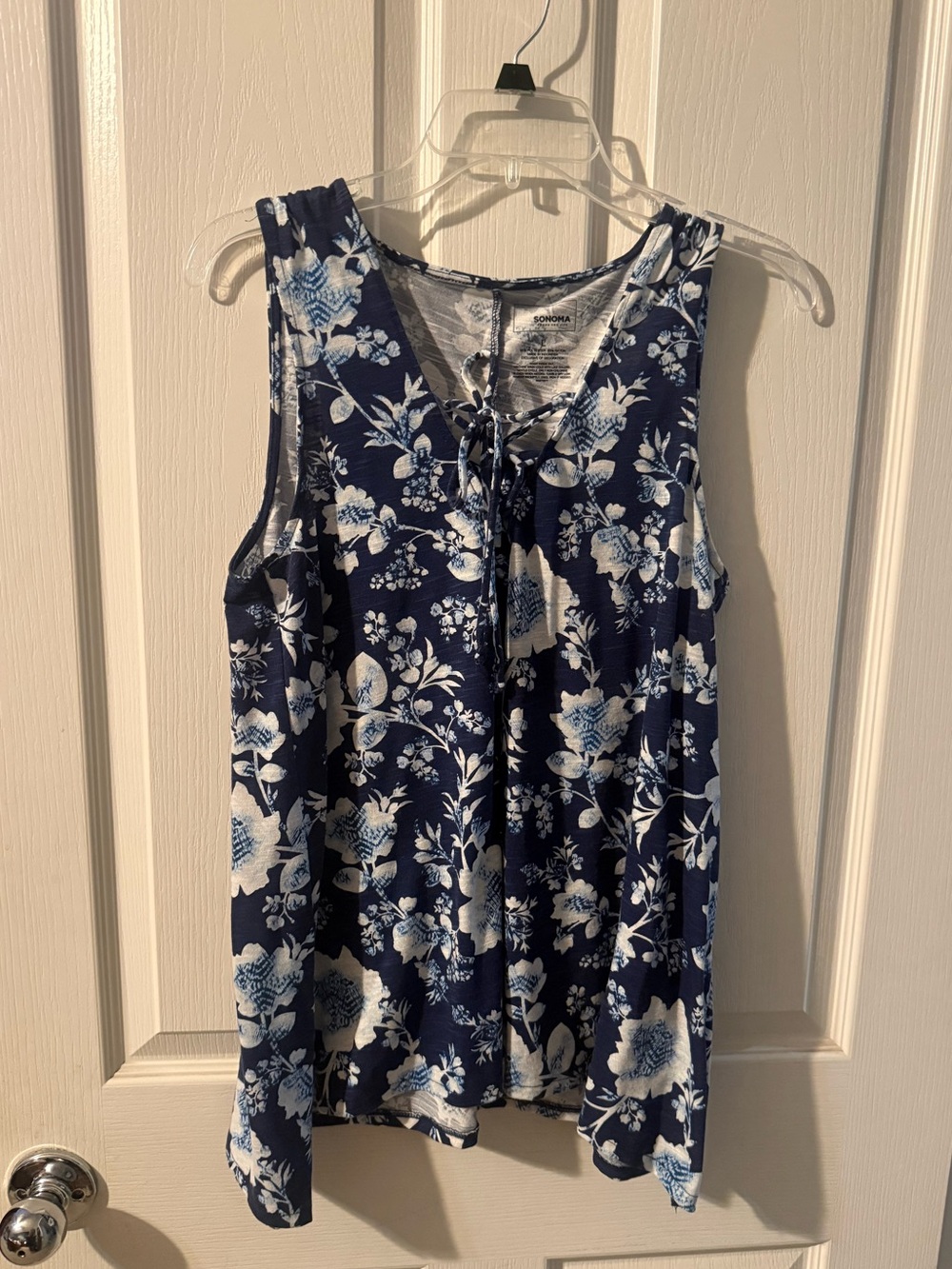 Sonoma Navy Blue Floral Tie-Front Camisole